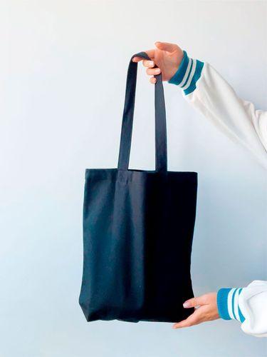 Плотная котоновая сумка шопер сумка черная без печати Размер: 35cм х 38см  х 7см