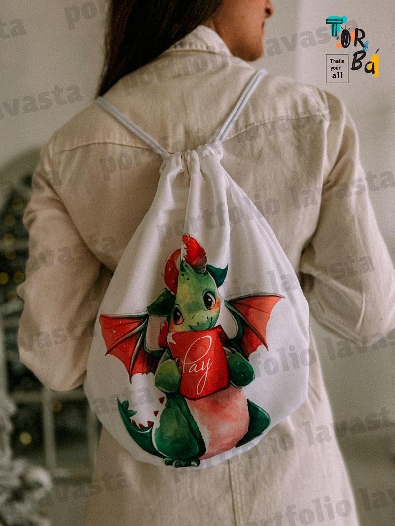 Рюкзачок для сменки с габардина под сублимацию без печати Размер: 35см х 40см