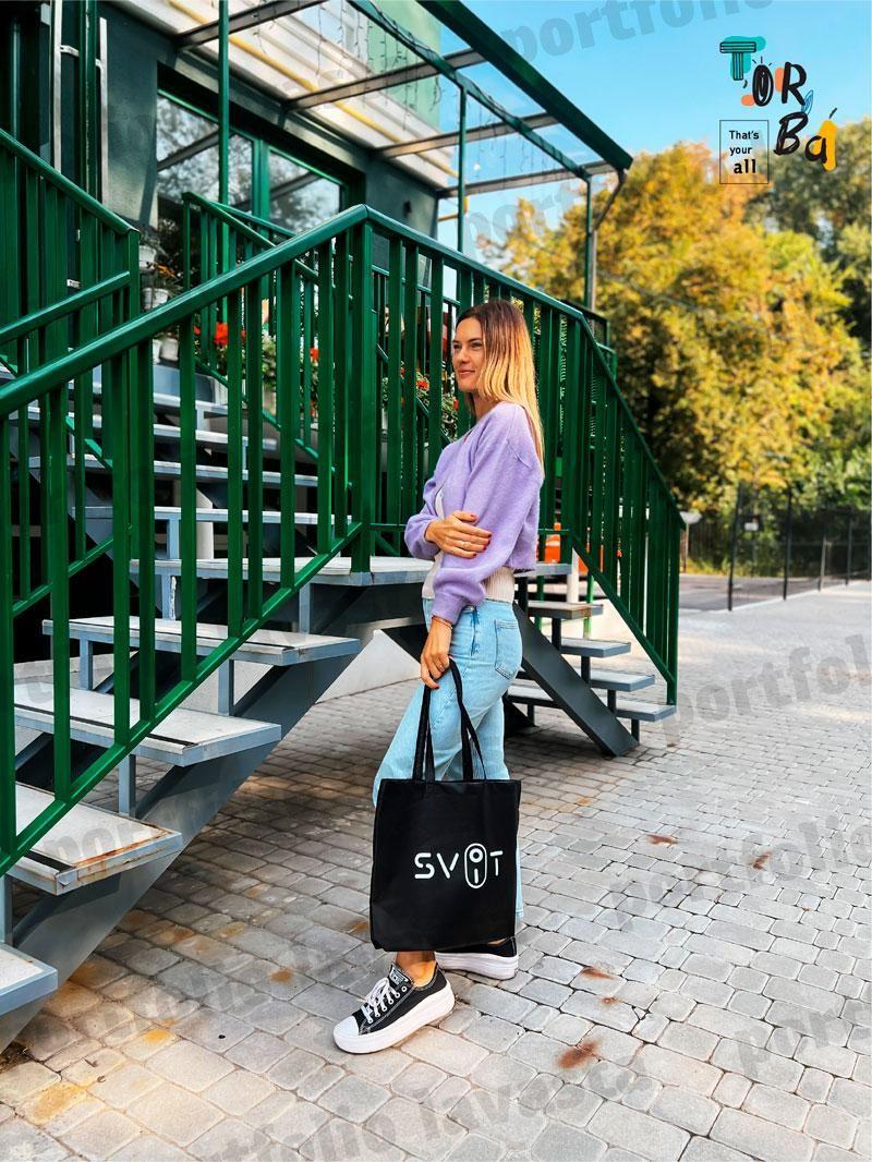 Спанбонд чорний шопер торба бюджетна без друку