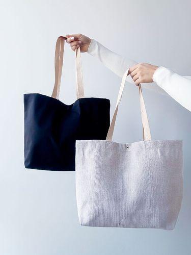 Об'ємний шопер з канвасу та брезенту, в в двох кольорах, без друку, розмір: 46см х 31см х 13см