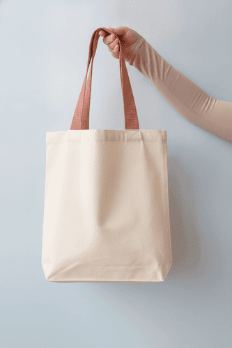 Cotton Tote Bag with Terracotta Handles & Pocket