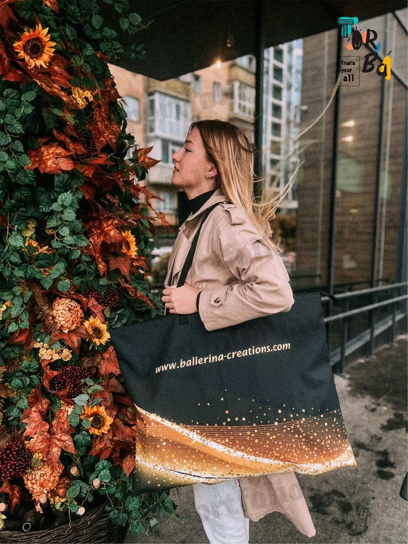 Горизонтальная сумка из оксфорда на застежке без печати Размер: 70cм х 50см