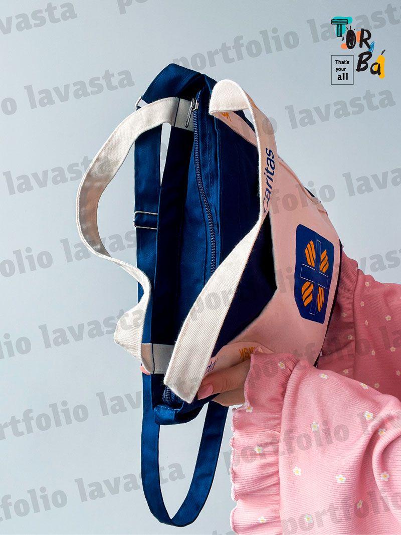 Сумка из саржи с ручкой почтальон и внешним карманом без печати Размер: 35см х 38см х 7см