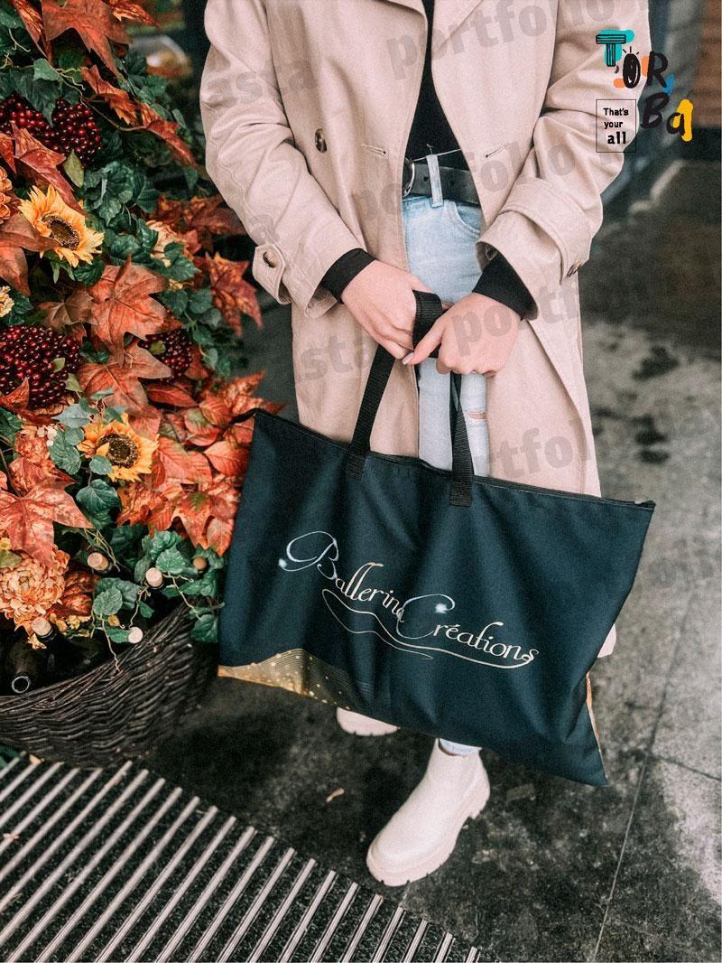 Горизонтальная сумка из оксфорда на застежке без печати Размер: 70cм х 50см