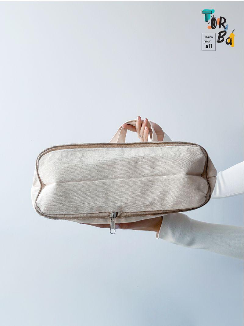 Світло-бежева сумка з натуральної тканини з дном на застібці-блискавці, без друку, розмір: 35см х 40см х 10см