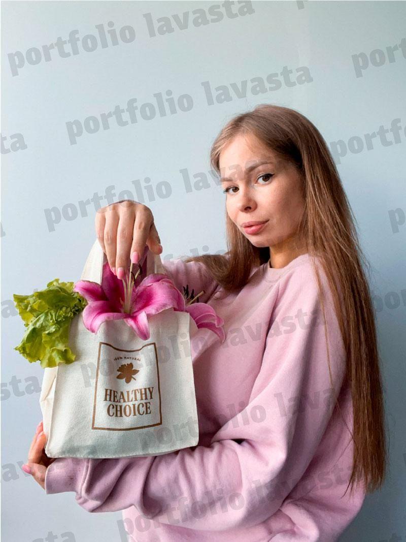 Объемный маленький шопер из двунити без печати Размер: 25cм х 25см х 15см