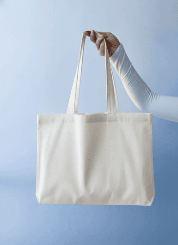 Cotton tote bag with reinforced handles