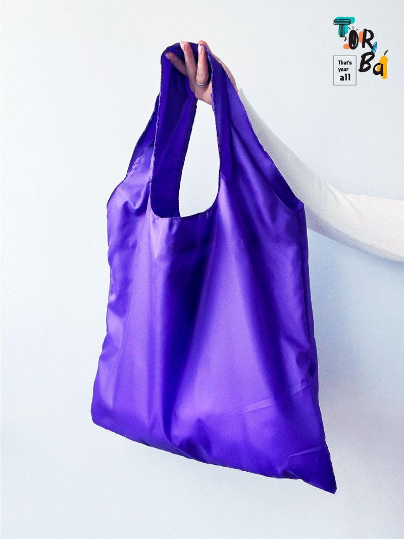 Фиолетовая нейлоновая сумка-пакет - крепкая, стильная, многократная сумка для покупок и повседневного использования без печати Размер: 50см х 65см