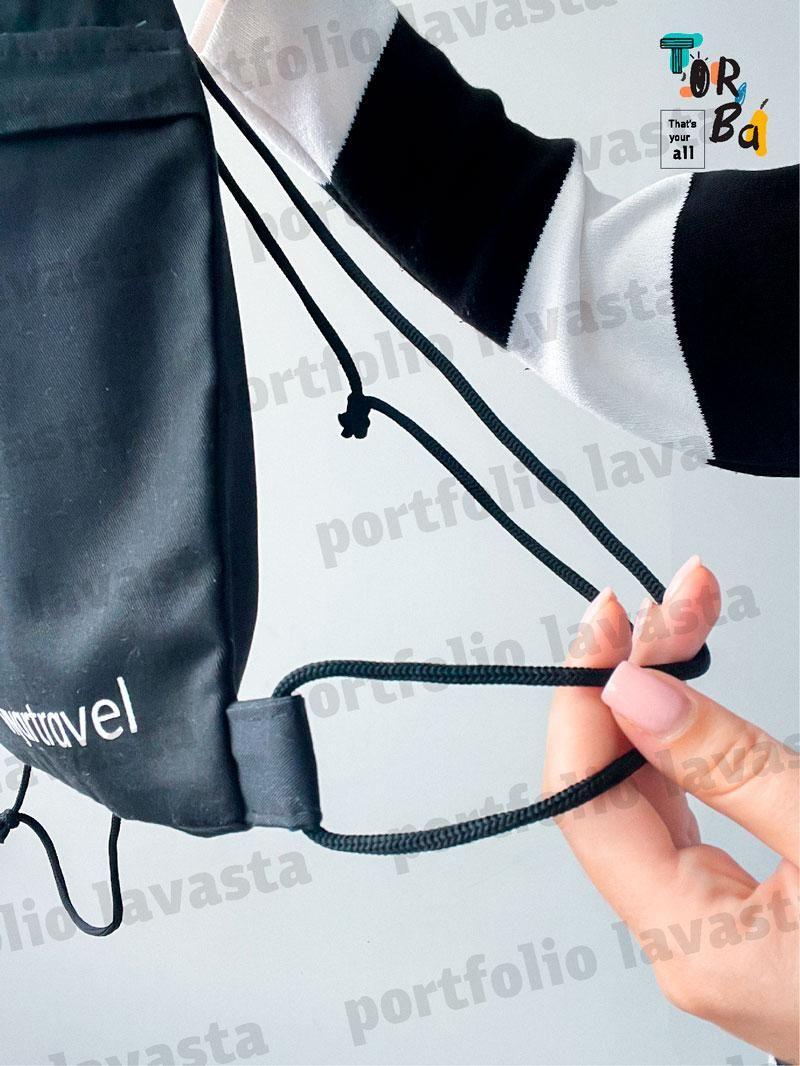 Котоновый рюкзачок для сменки с наружным карманом на замочке без печати Размер: 35cм х 40см