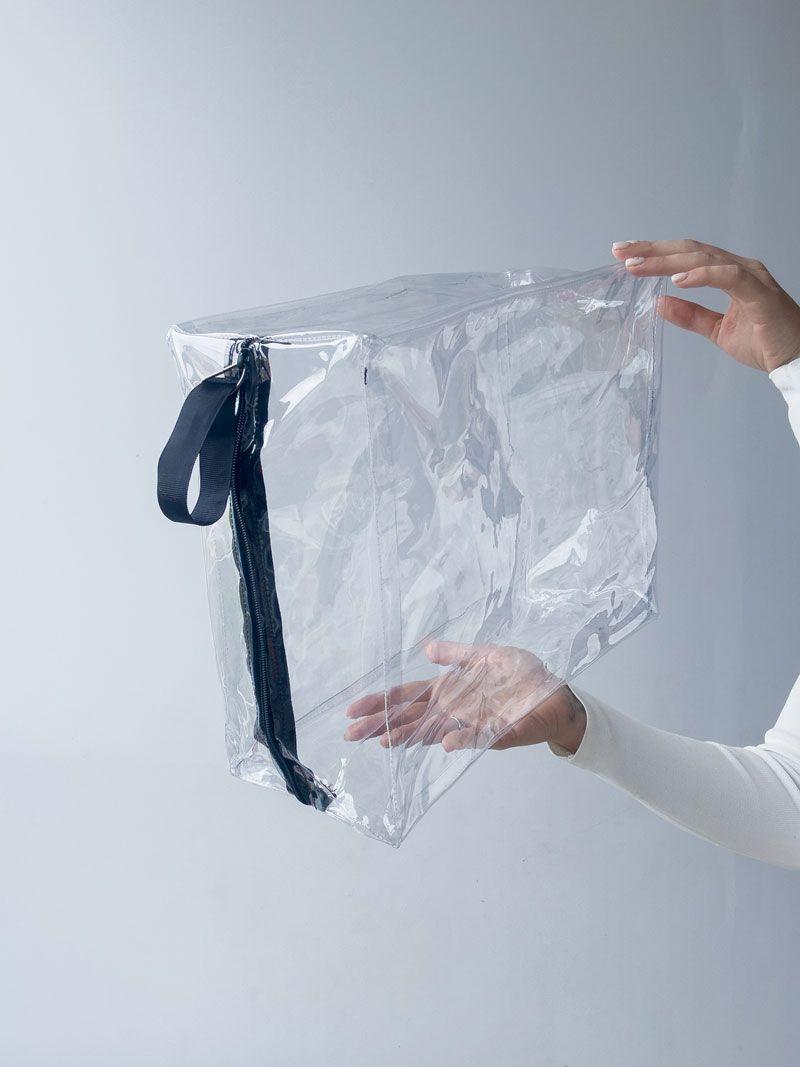 Прозора велика косметичка з ПВХ із блискавкою - водостійкий органайзер для подорожей і зберігання, без друку розмір: 30см х 35см х 15см