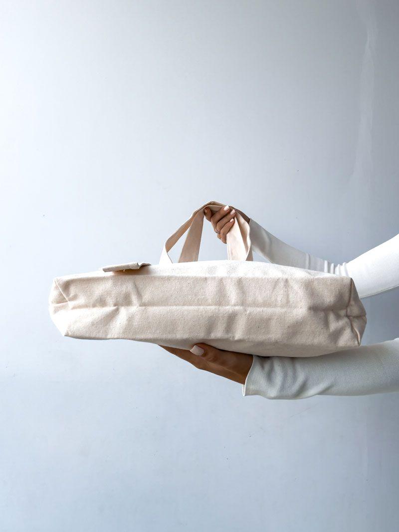 Еко-шопер із двунитки з кільцем — стильна бавовняна сумка для покупок і щоденного використання без друку, розміри: 43см х 35см х 8см