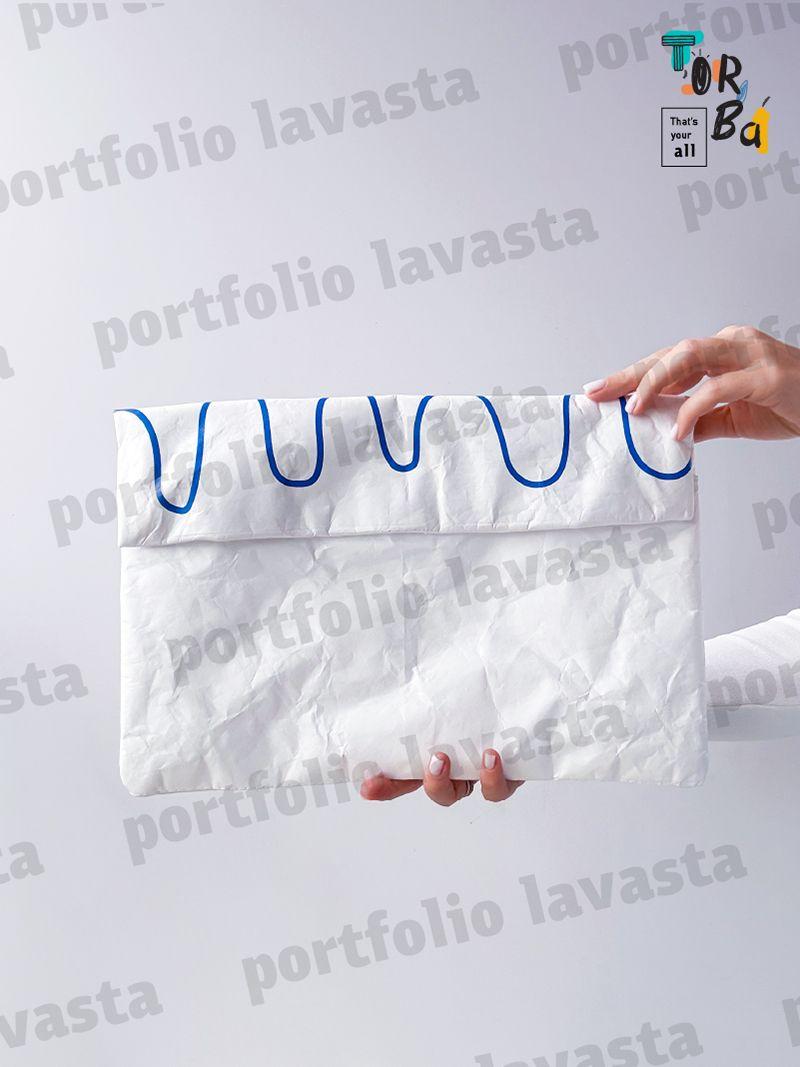 Стильный белый трехслойный клатч-конверт из тайвека, без печати, размер: 35,5см х 23см