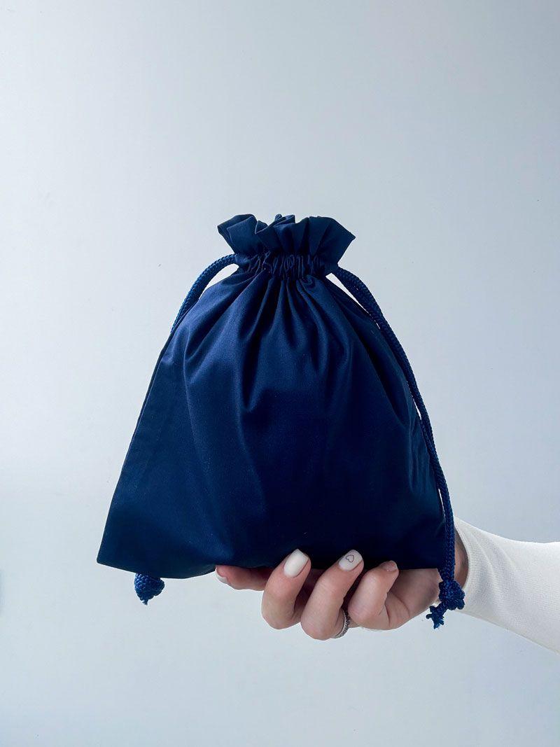 Мешочек из саржи с затягиванием с двух сторон - компактный тканевый мешок из плотного хлопка для хранения, упаковки и подарков без печати размер: 21см х 22см