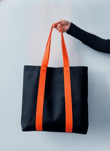 Roomy Cotton Tote Bag with Double Orange Handles
