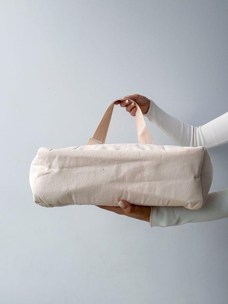 Світлий шопер із саржі з кишенею та блискавкою - містка й міцна тканинна сумка для покупок і міста без друку, розмір: 38см х 32см x 25см