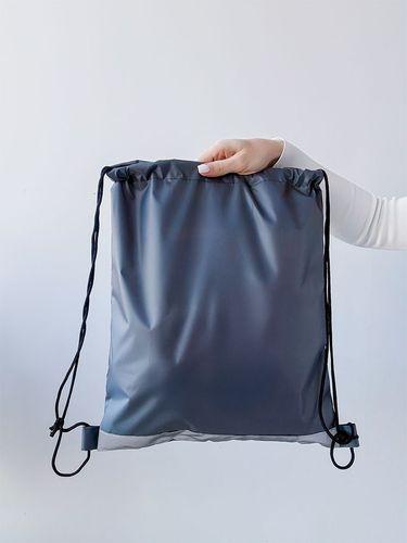 Сірий рюкзак для взуття зі світловідбивною стрічкою, без друку, розмір: 35см х 40см