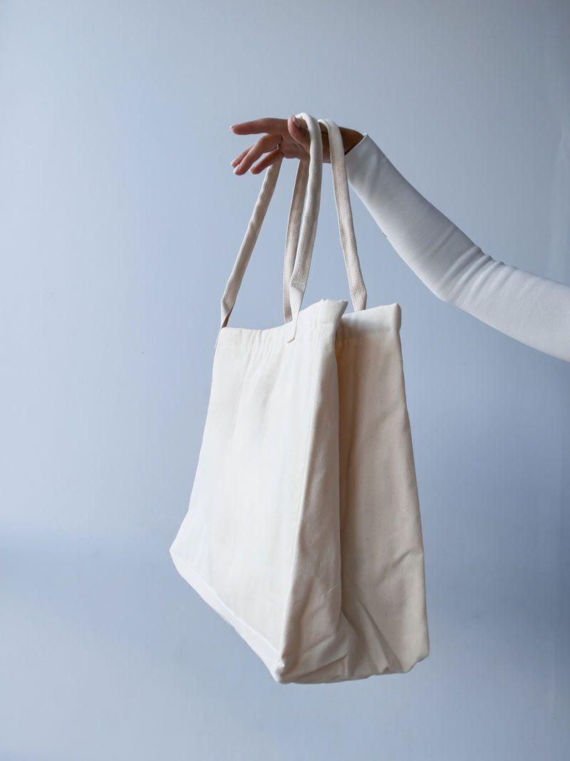 Великий шопер із бавовняної саржі з широким дном — містка екосумка для покупок та щоденного використання без друку розмір: 45см х 35см х 20см