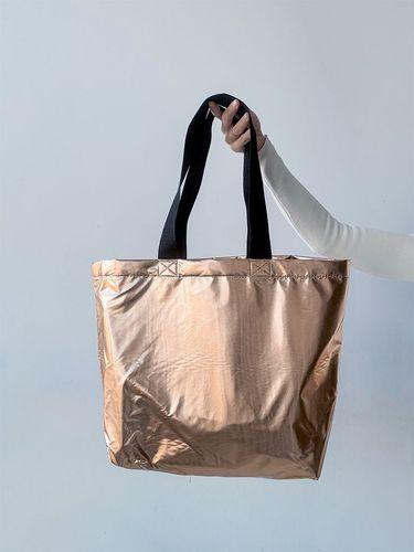 Містка золота еко-сумка з водовідштовхувальної плащової тканини, без друку, розмір: 45см х 35см х 15см