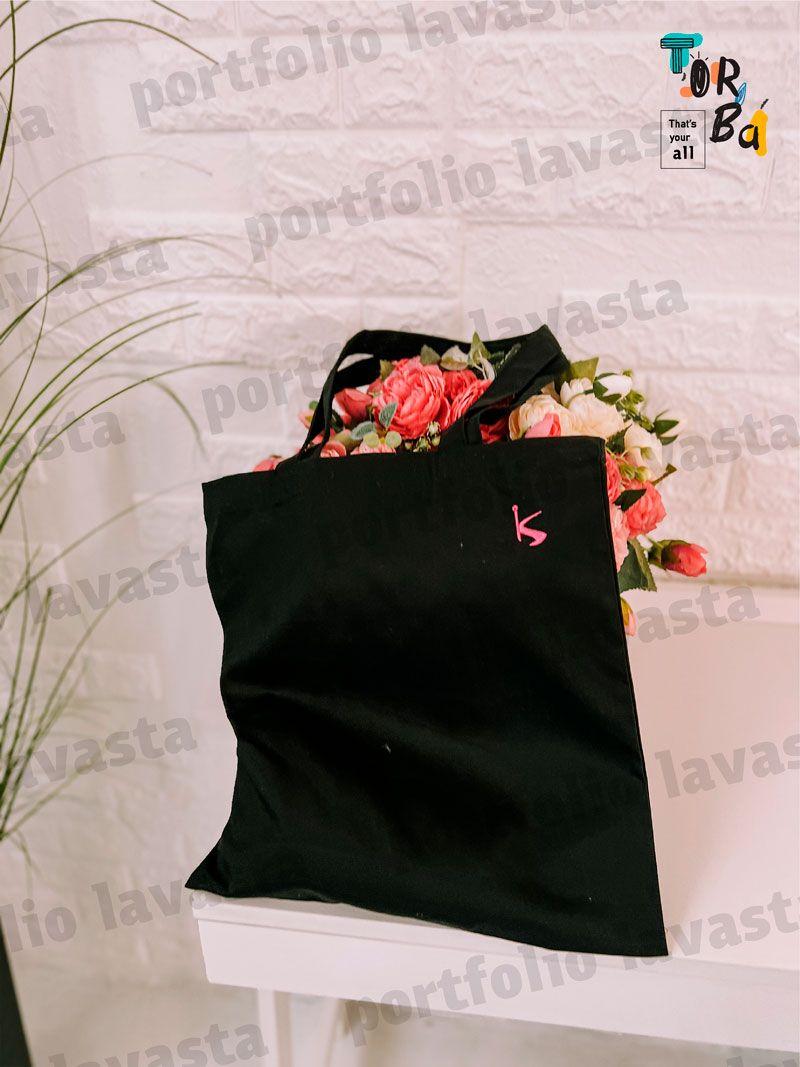 Черная экологическая сумка из саржи эконом. Стильная и крепкая для ежедневного использования. без печати Размер: 35см х 38см