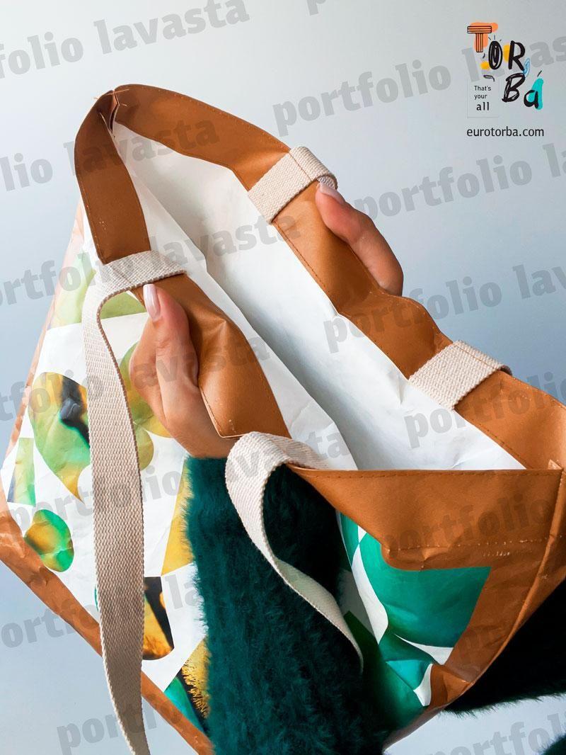 Сумка шопер сумка с тайвеком горчичного цвета с дном без печати Размер: 39cм х 36см х 10см