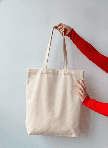 Large Midweight Cotton Tote Bag with Flat Bottom