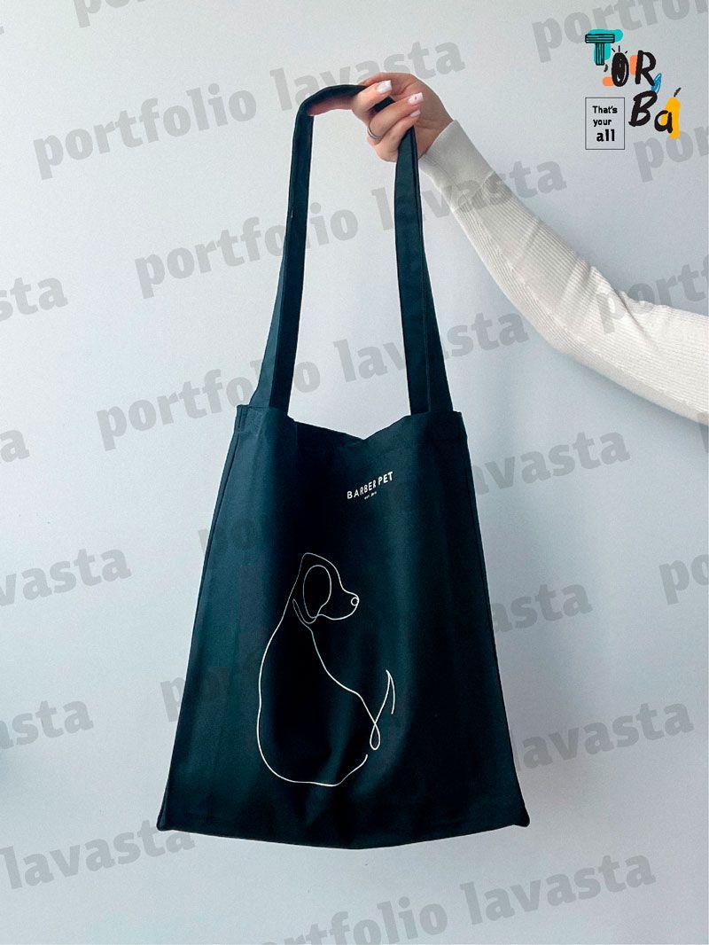 Черная сумка из саржи с длинными ручками. Стильный и удобный выбор для повседневного использования без печати Размер: 35cм х 40см х 10см