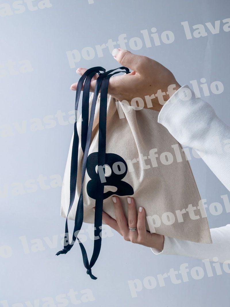 Мішечок із двонитки з темно-синім шнурком – багаторазовий еко-мішечок для зберігання та подарункової упаковки без друку розмір: 37см х 37см