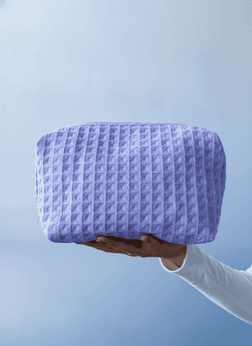 Lavender Waffle Makeup Bag, Zippered