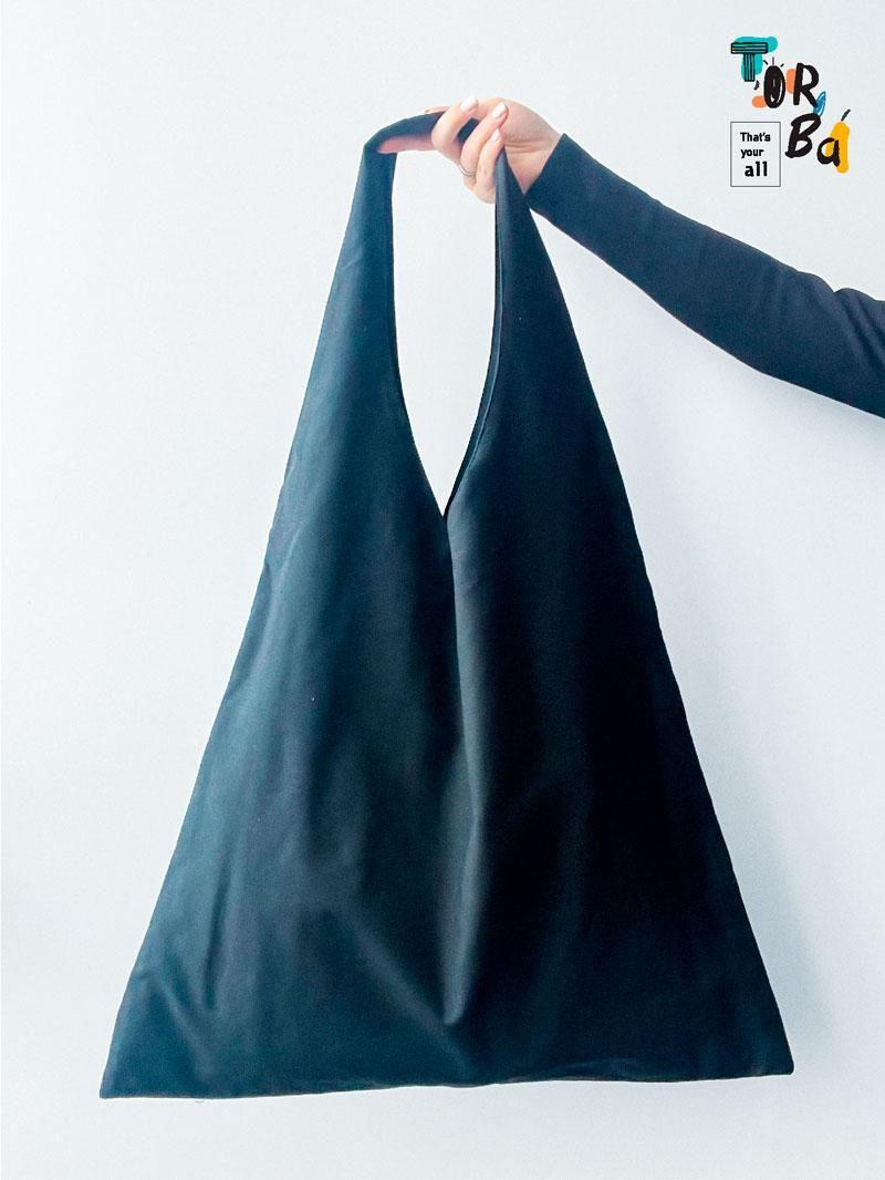 Большая сумка на плечо с цельнокройной ручкой двойной тканевой котонной без печати Размер: 55cм х 70см