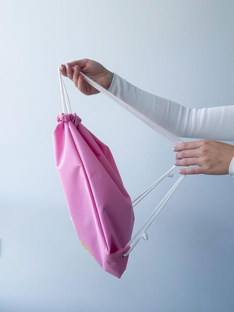 Рюкзак мішок рожевий із водовідштовхувальної тканини - легкий шнурковий наплічник для спорту, міста та щоденного використання, без друку розмір: 35см х 40см