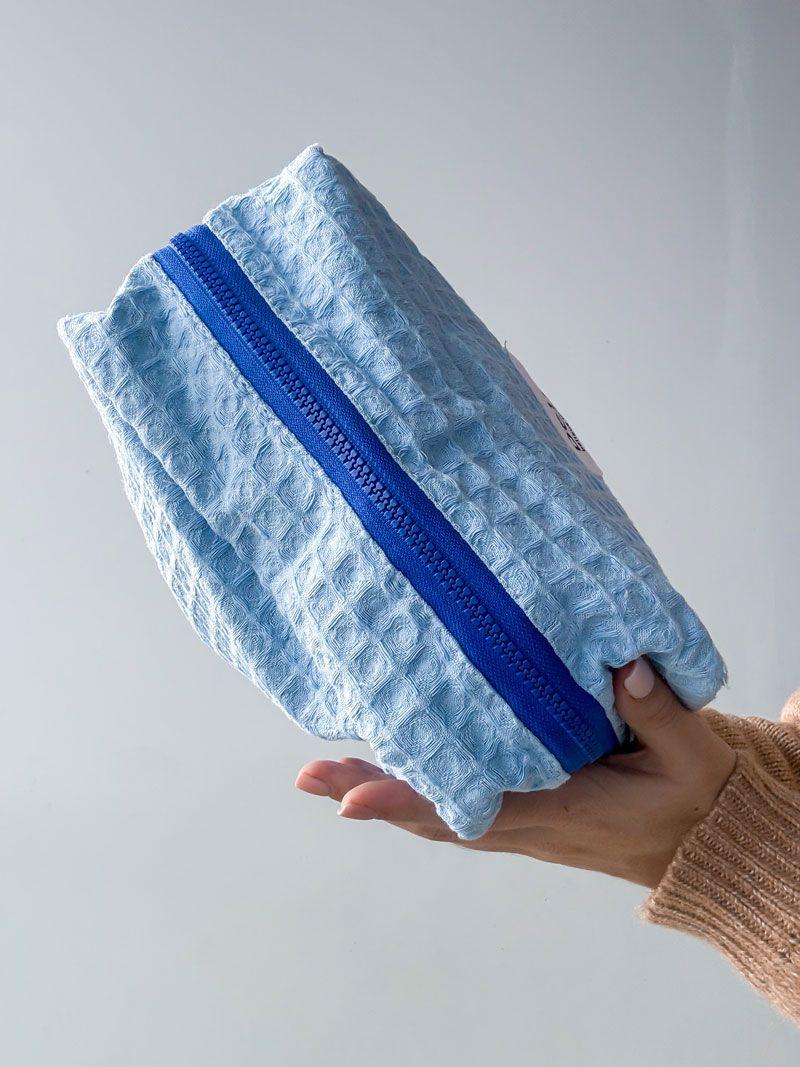 М’яка косметичка з вафельної тканини - зручна і стильна для подорожей і щоденного використання, розмір: 23cм х 15см х 12см