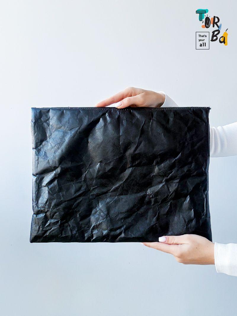 Чорний конверт-косметичка для зберігання речей та захисту від вологи, без друку, розмір: 41см х 31см