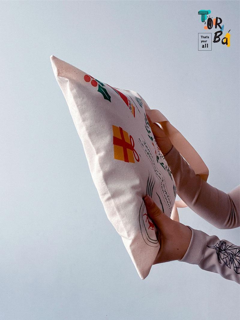 Білий шопер з принтом новорічним