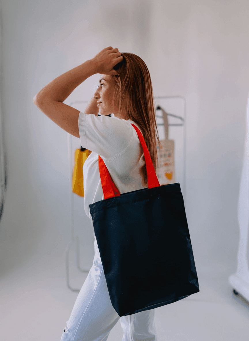 Шопер із бавовняної саржі з довгими ручками для покупок