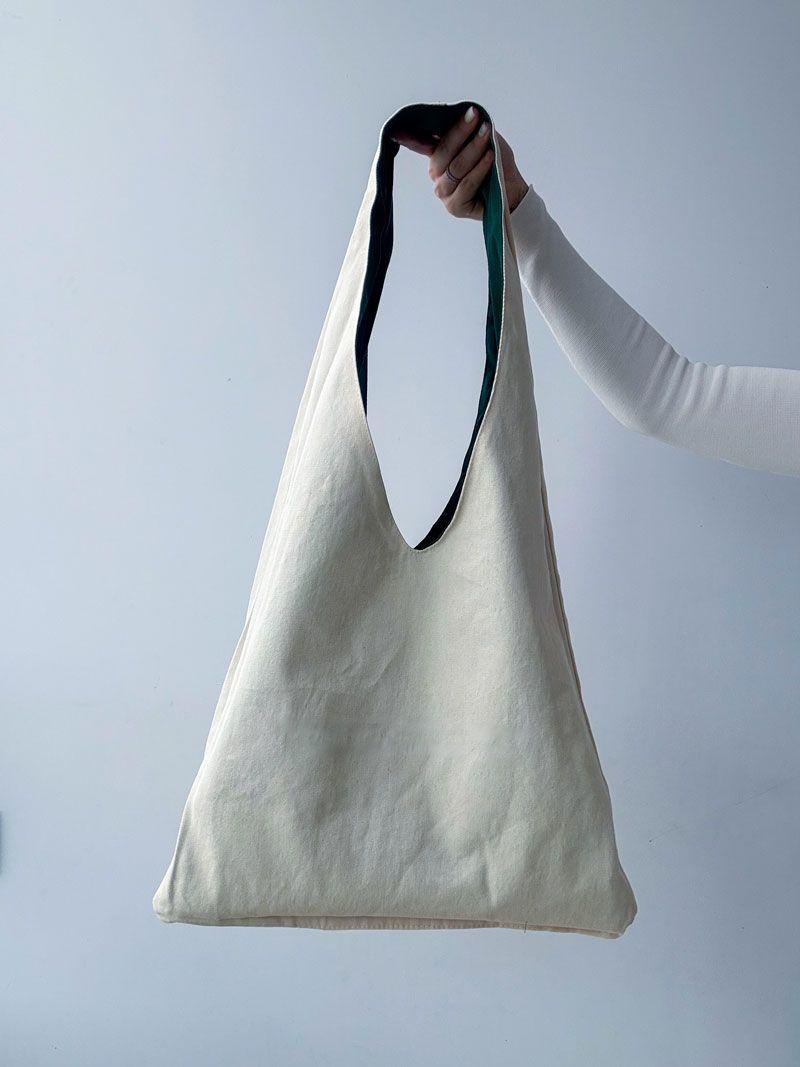 Сумка-пакет із саржі з довгою моно-ручкою - стильна еко-сумка з щільної бавовни для покупок, пляжу та щоденного використання без друку розмір: 43см х 92см