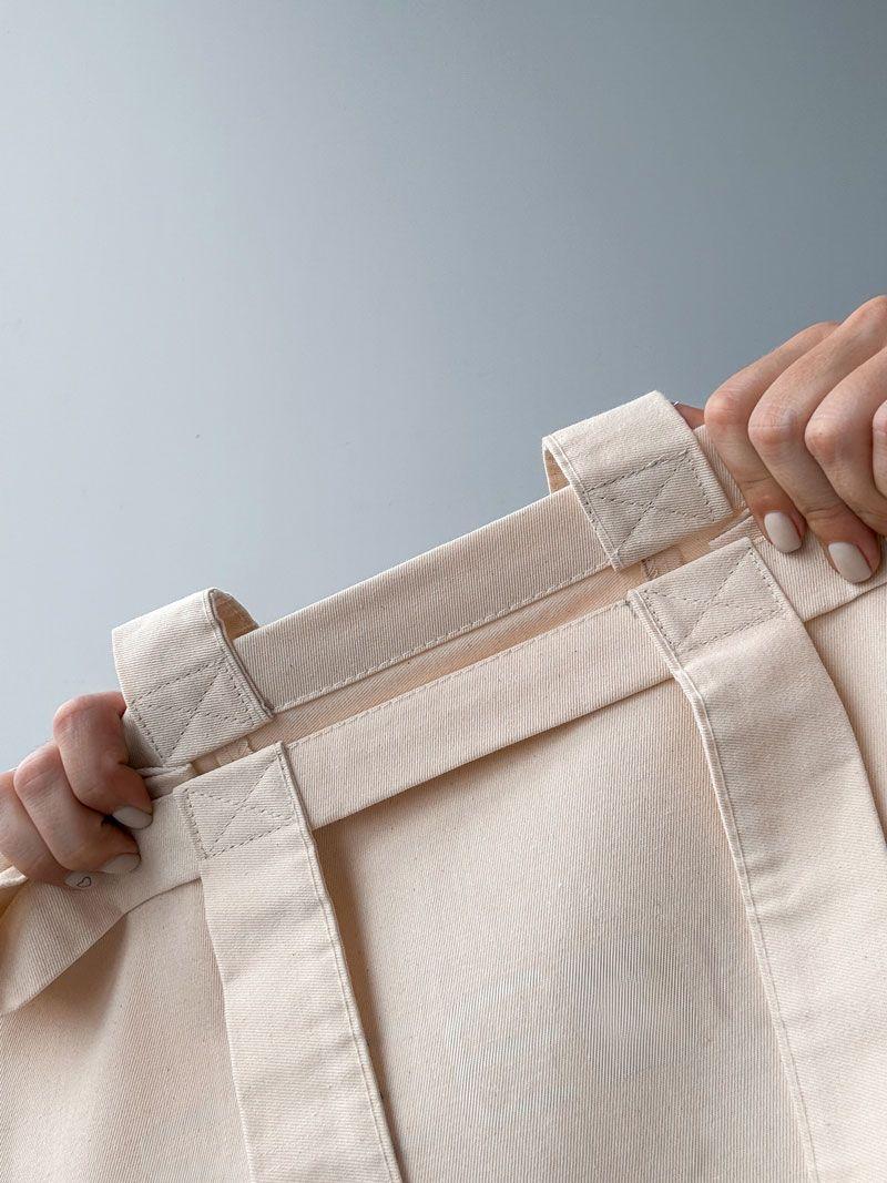 Бежева шопер-сумка з саржі - універсальна екосумка з натуральної тканини для покупок і щоденного використання без друку розмір: 45см х 35см х 20см