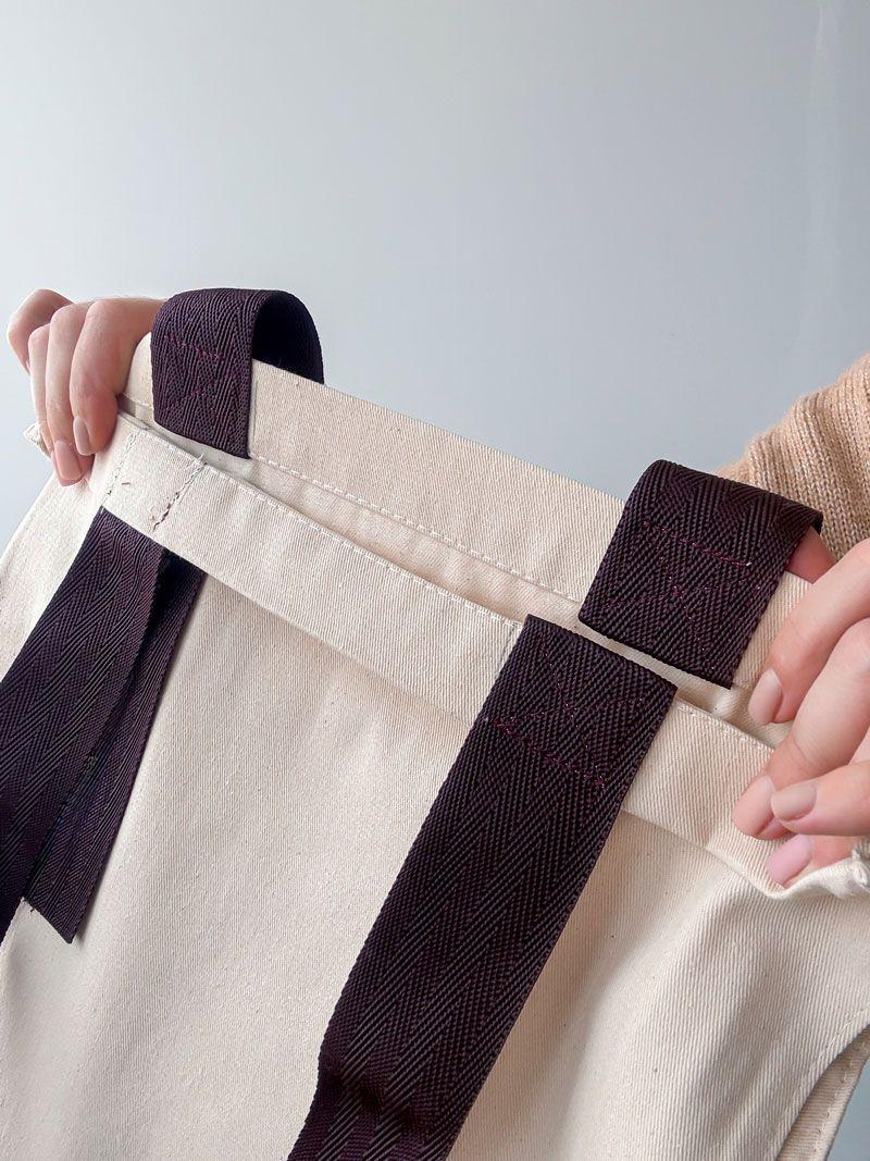 Еко-сумка шопер з щільної бавовни з довгими ручками - стильна багаторазова сумка для покупок та щоденного використання, без друку, розмір: 35см × 40см × 10см