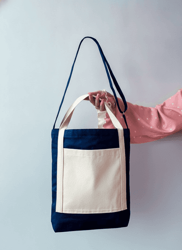 Twill Messenger Bag with Handle & Exterior Pocket