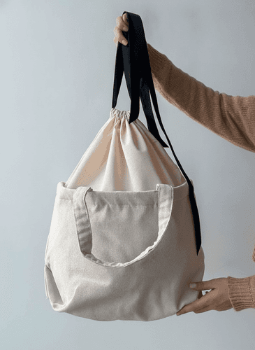 Spacious Cotton Drawstring Bag