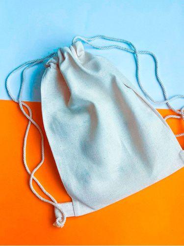 Сумка-рюкзак светлый из двунитки смешанный без печати Размер: 30см х 40см