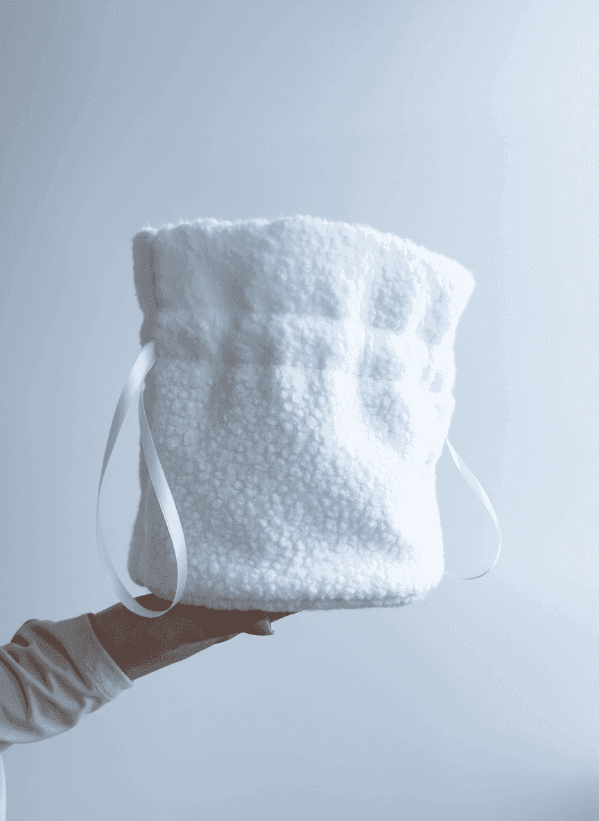 Vertical drawstring pouch made of lambskin with lining and reinforced bottom - elegant gift pouch for accessories without print size: 18cm x 21cm x 10cm