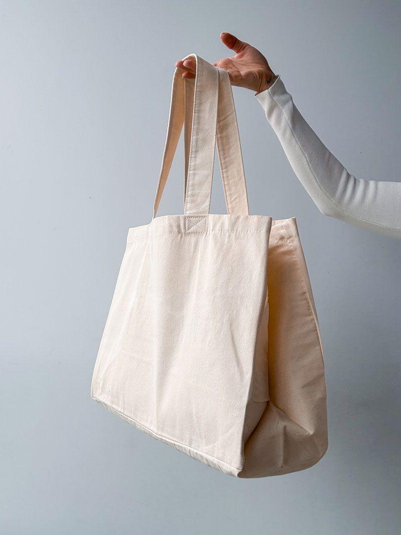 Бежева шопер-сумка з саржі - універсальна екосумка з натуральної тканини для покупок і щоденного використання без друку розмір: 45см х 35см х 20см