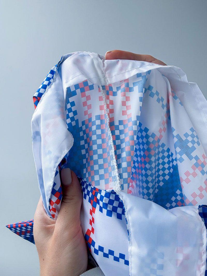 Сумка-пакет із плащівки в клітинку з широкою ручкою - легка складна еко-сумка для покупок, прогулянок та щоденного використання без друку розмір: 45см × 71см