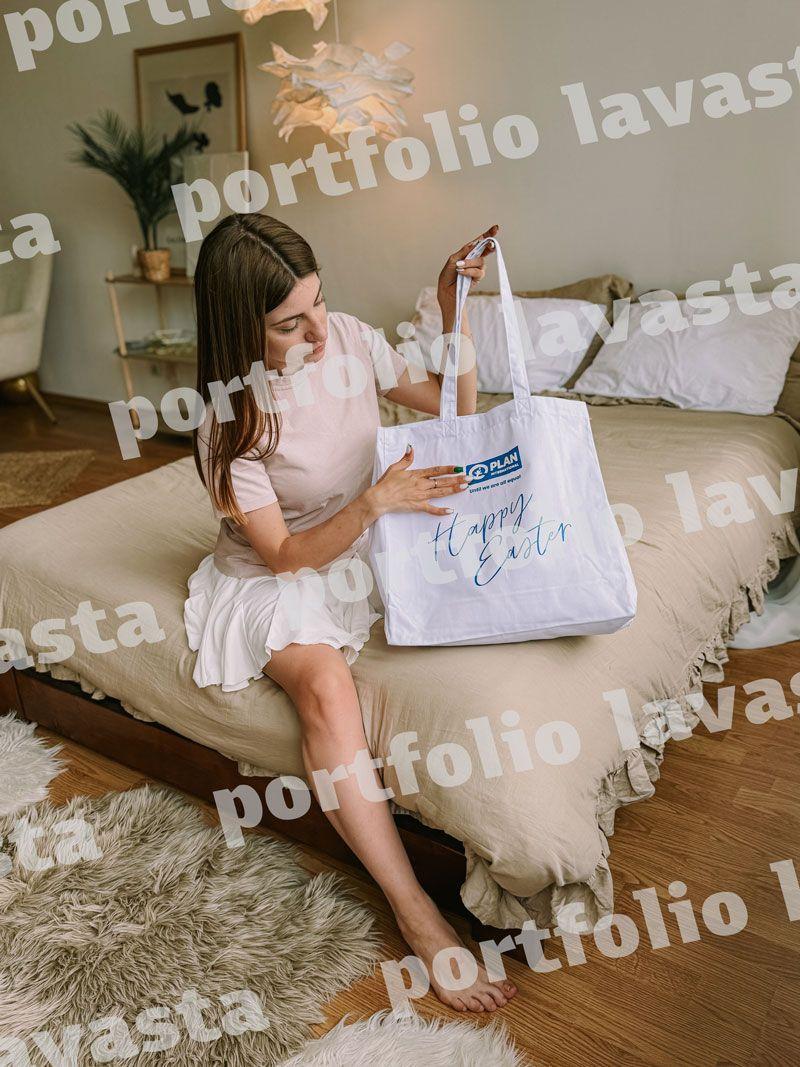 Шопер із саржі з бічними вставками - міцна біла екосумка для покупок без друку розмір: 40см × 40см × 12см