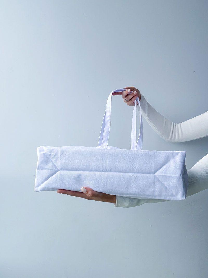 Шопер із саржі з бічними вставками - міцна біла екосумка для покупок без друку розмір: 40см × 40см × 12см