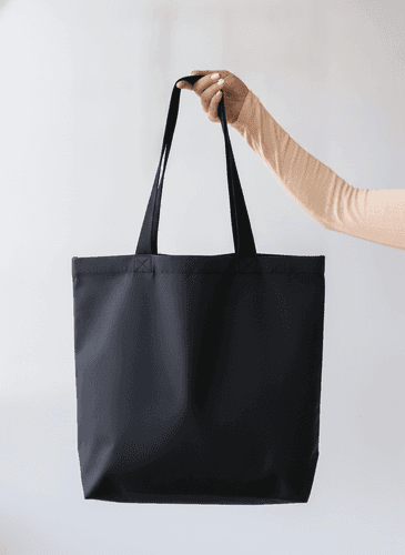 Oxford raincoat shopper with long black handles for shopping