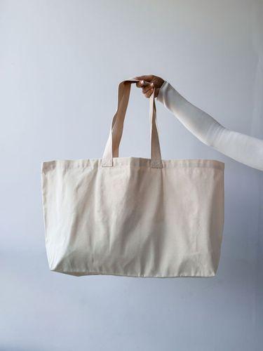 Велика сумка-шопер із саржі з внутрішніми кишенями — міцна тканинна екосумка для покупок та зберігання без друку, розмір: 50см х 35см х 15см