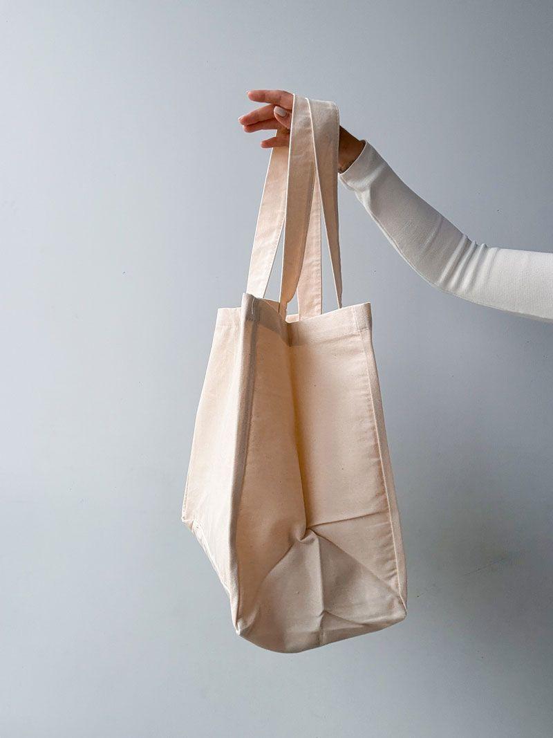 Бежева шопер-сумка з саржі - універсальна екосумка з натуральної тканини для покупок і щоденного використання без друку розмір: 45см х 35см х 20см