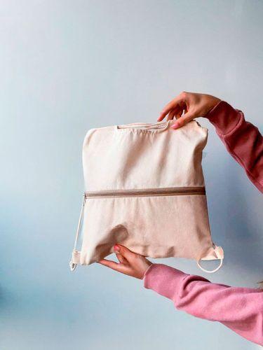 Рюкзак трансфомер в сумку з двонитки зменшений з кишенею на блискавці без друку